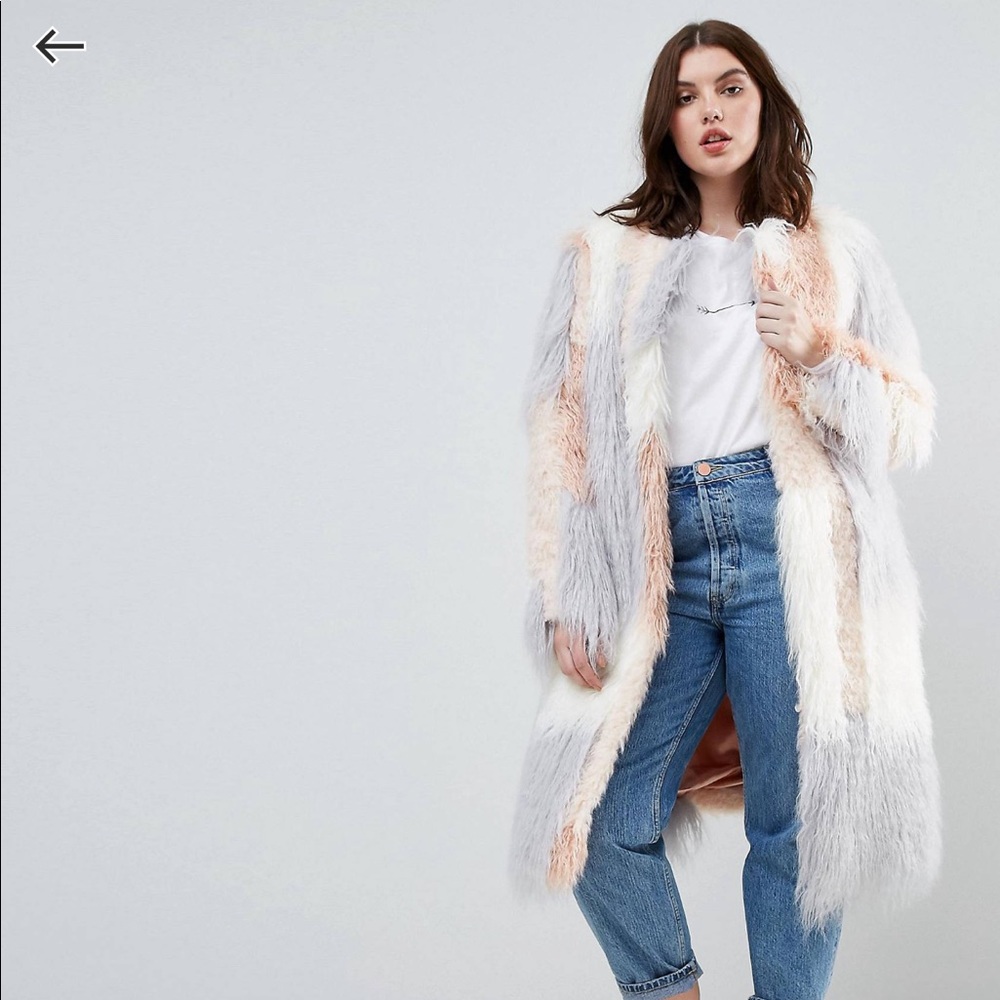 ASOS Patch Faux Fur Mongolian Coat